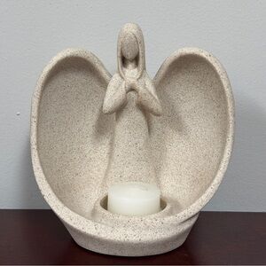 Angel Praying Hands over Heart Candle Holder